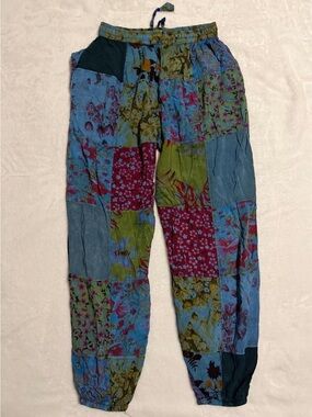 Patchwork Floral Jogger Pants - Multi Color
